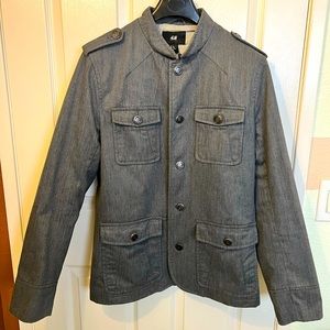 H&M Cotton Polyester Blend Military Officer Fully Lined Jacket Gray Size M Used